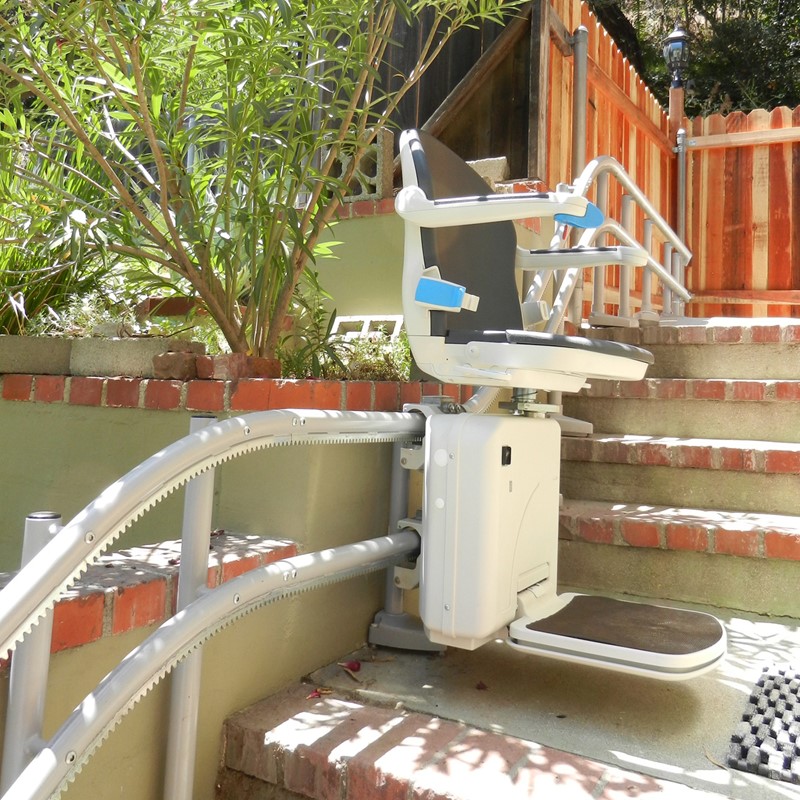 Sacramento Outdoor Stair Lift Curved Handicare 2000 elderly outside chairlift exterior cost